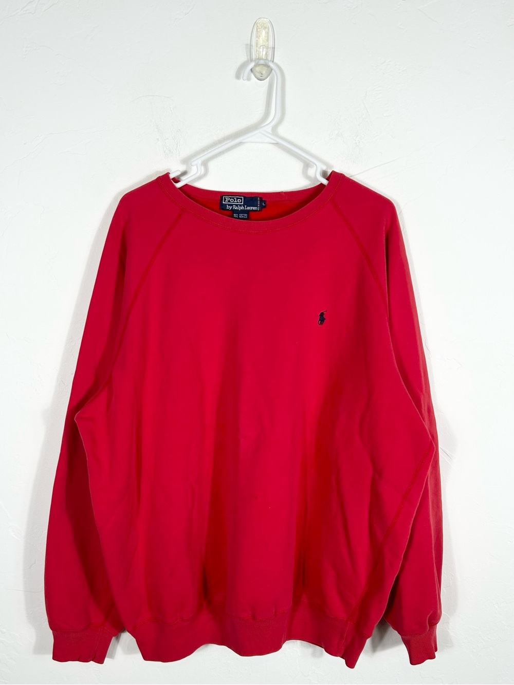 👁️ Vintage 90s Polo Ralph Lauren Essentials Red Crewneck Sweatshirt Large
